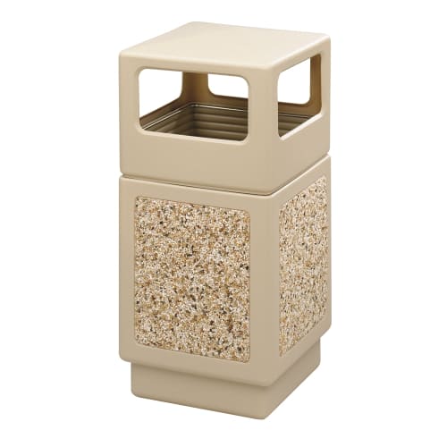 Safco Canmeleon 38 Gallon Aggregate Panel Trash Receptacle, Tan